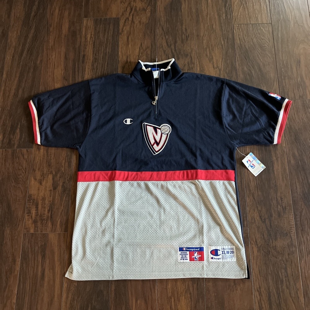 Vintage Champion NBA New Jersey Nets Warm Up 1/4 Zip Shirt Size Youth XL (18-20)